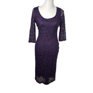 Eva Mendes NY&C Women's size 6 Purple Lace Knee Length Dress - Gently Used